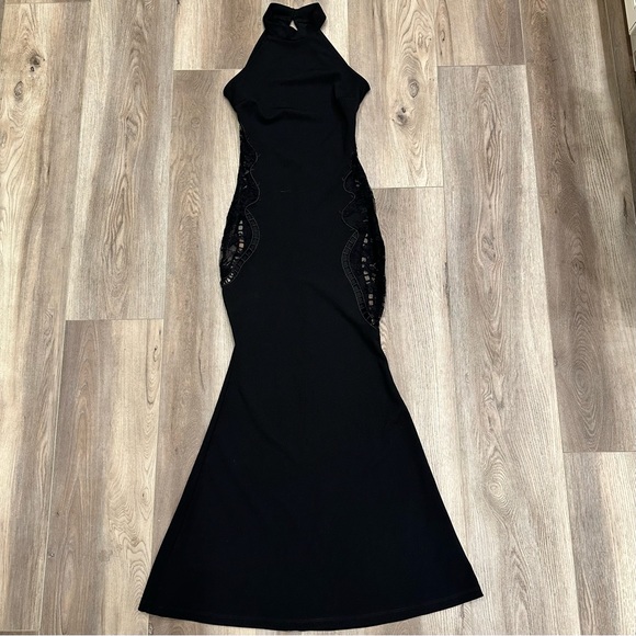 Black Windsor Halter Fit and Flare Maxi Dress - Picture 1 of 7